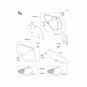Схема узла: Задние боковые обтекатели & Защита цепи для Kawasaki KLX650 KLX650 Motard