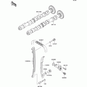 Схема вузла: Розподільний вал & Ланцюг ГРМ & Натягувач для Kawasaki ZR750 Z750 ABS
