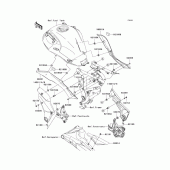 Схема узла: Задние боковые обтекатели & Защита цепи для Kawasaki KLE650 Versys 650