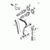 Схема вузла: Розподільний вал & Ланцюг ГРМ & Натягувач для Kawasaki EL250 Eliminator 250LX