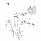 Схема узла: Распредвал & Цепь ГРМ & Натяжитель для Kawasaki KLX140 KLX140G