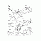 Схема узла: Задние боковые обтекатели & Защита цепи для Kawasaki KLX140 KLX140L