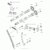 Схема вузла: Розподільний вал & Ланцюг ГРМ & Натягувач для Kawasaki ZX1000 Ninja 1000 ABS