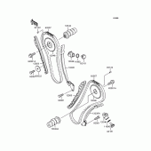 Схема вузла: Розподільний вал & Ланцюг ГРМ & Натягувач для Kawasaki VN400 Vulcan Drifter