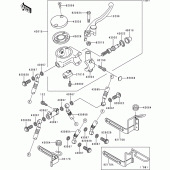 Схема узла: Передний тормозной цилиндр для Kawasaki VN1500 VN1500 Classic Tourer