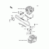 Схема узла: Распредвал & Цепь ГРМ & Натяжитель для Kawasaki KL110 KSR
