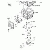 Схема узла: Цилиндр/Поршень для Kawasaki BJ250