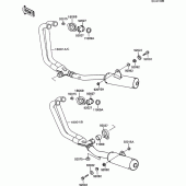 Схема вузла: Вихлопна система для Kawasaki ZX600 GPX600R