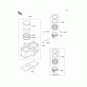 Схема вузла: Циліндр & Поршень для Kawasaki EX500 GPZ500S