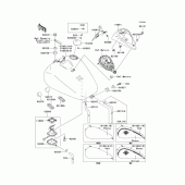 Схема вузла: Fuel tank(1/4)(r2-r5) для Kawasaki VN1500 Vulcan 1500 Drifter