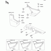 Схема узла: Задние боковые обтекатели & Защита цепи для Kawasaki ZR1100 ZRX1100