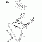 Схема вузла: Розподільний вал & Ланцюг ГРМ & Натягувач для Kawasaki EX500 GPZ500