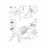 Схема узла: Задние боковые обтекатели & Защита цепи для Kawasaki KLX125 KLX125