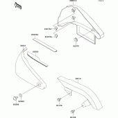 Схема вузла: Задні бічні обтічники & Захист ланцюга для Kawasaki VN800 Vulcan 800 Classic