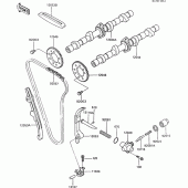 Схема вузла: Розподільний вал & Ланцюг ГРМ & Натягувач для Kawasaki ZX600 GPX600R