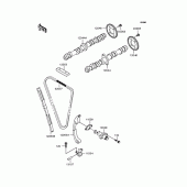 Схема вузла: Розподільник & Ланцюг ГРМ & Натягувач для Kawasaki ZR400 ZRX