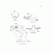 Схема узла: Наклейки (Эбони K8F; Черный K9F) для Kawasaki EX250 Ninja 250R