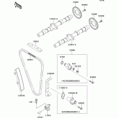 Схема вузла: Розподільний вал & Ланцюг ГРМ & Натягувач для Kawasaki ZR550 Zephyr