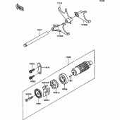Схема узла: Change drum/shift fork для Kawasaki ZX1100 ZZ-R1100