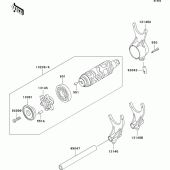 Схема вузла: Gear change drum/shift fork(s) для Kawasaki VN1500 VN1500 Classic Tourer Fi