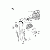 Схема узла: Распредвал & Цепь ГРМ & Натяжитель для Kawasaki KLX140 KLX140L