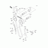 Схема узла: Распредвал & Цепь ГРМ & Натяжитель для Kawasaki KL650 KLR650