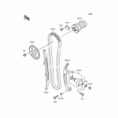 Схема вузла: Розподільний вал & Ланцюг ГРМ & Натягувач для Kawasaki BN125 Eliminator