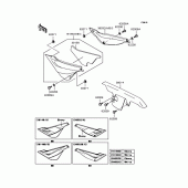 Схема вузла: Задні бічні обтічники & Захист ланцюга для Kawasaki KL250 KL250 Super Sherpa