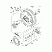 Схема вузла: Заднє колесо & Привідний ланцюг для Kawasaki ZR400 Zephyr X
