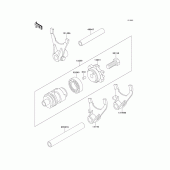 Схема узла: Gear change drum/shift fork(s) для Kawasaki KX500