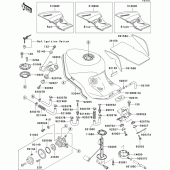 Схема вузла: Паливний бак(1/2)(zx1100-d3) для Kawasaki ZX1100 ZZ-R1100