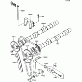 Схема вузла: Розподільник & Ланцюг ГРМ & Натягувач для Kawasaki ZG1000 1000GTR