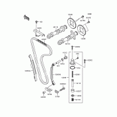 Схема узла: Распредвал & Цепь ГРМ & Натяжитель для Kawasaki EX250 ZZR250