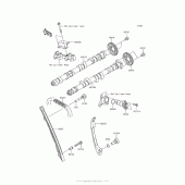 Схема узла: Распредвал & Цепь ГРМ & Натяжитель для Kawasaki ZR900 Z900