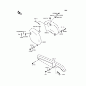Схема вузла: Задні бічні обтічники & Захист ланцюга для Kawasaki BJ250 Estrella RS