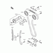 Схема узла: Распредвал & Цепь ГРМ & Натяжитель для Kawasaki KLX250 KLX250