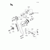 Схема узла: Распредвал & Цепь ГРМ & Натяжитель для Kawasaki KL250 KLR250