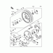 Схема вузла: Ступиця переднього колеса для Kawasaki BJ250 Estrella Custom