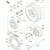 Схема вузла: Ступиця заднього колеса для Kawasaki ZR1100 ZRX1100-II