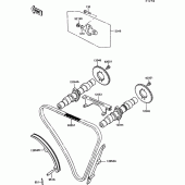 Схема узла: Распредвал & Цепь ГРМ & Натяжитель для Kawasaki EN500 Vulcan 500