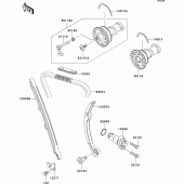 Схема узла: Распредвал & Цепь ГРМ & Натяжитель для Kawasaki KX250/ KX252 KX250F