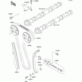 Схема вузла: Розподільний вал & Ланцюг ГРМ & Натягувач для Kawasaki ZX1100 GPZ1100