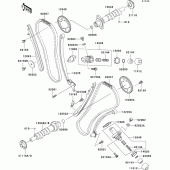 Схема вузла: Розподільний вал & Ланцюг ГРМ & Натягувач для Kawasaki VN1500 VN1500 Classic Tourer Fi