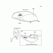 Схема узла: Наклейки (Черный ZR250-B6/B7) для Kawasaki ZR250 Balius-II
