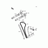 Схема вузла: Розподільний вал & Ланцюг ГРМ & Натягувач для Kawasaki ER650 ER-6N