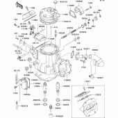 Схема узла: Cylinder head/cylinder(1/2) для Kawasaki KX250/ KX252 KX250