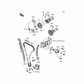 Схема вузла: Розподільний вал & Ланцюг ГРМ & Натягувач для Kawasaki KX450 KX450F