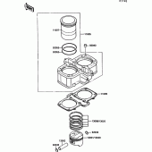 Схема узла: Цилиндр & Поршень для Kawasaki EX500 GPZ500S