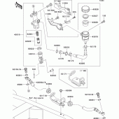Схема вузла: Задній гальмівний циліндр Kawasaki ZR750 Z750
