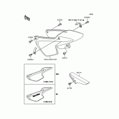 Схема вузла: Задні бічні обтічники & Захист ланцюга для Kawasaki KMX80 KSR-II